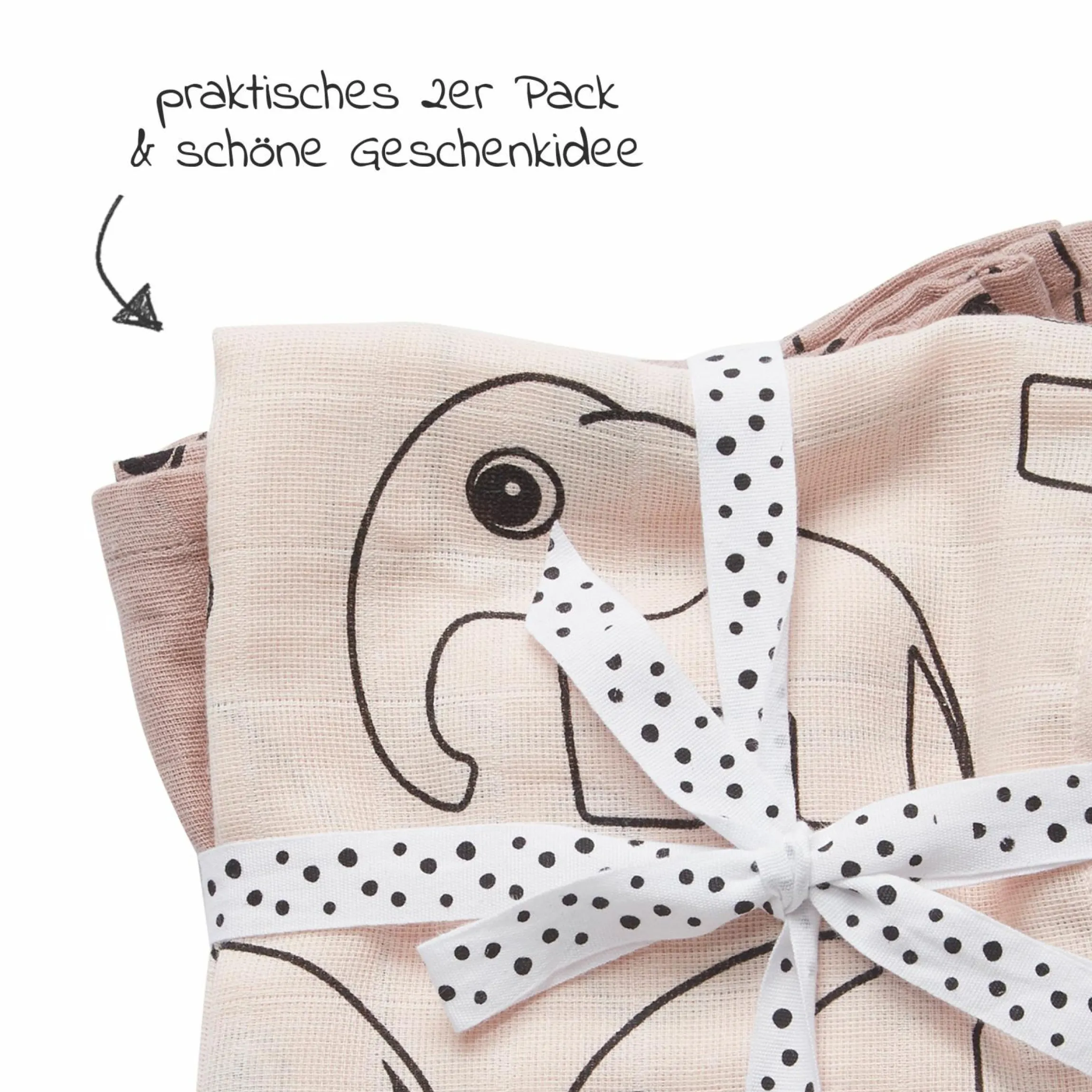 Mullwindel / Mulltuch / Pucktuch - 2er Pack - 70 x 70 cm - Deer Friends - Rosa