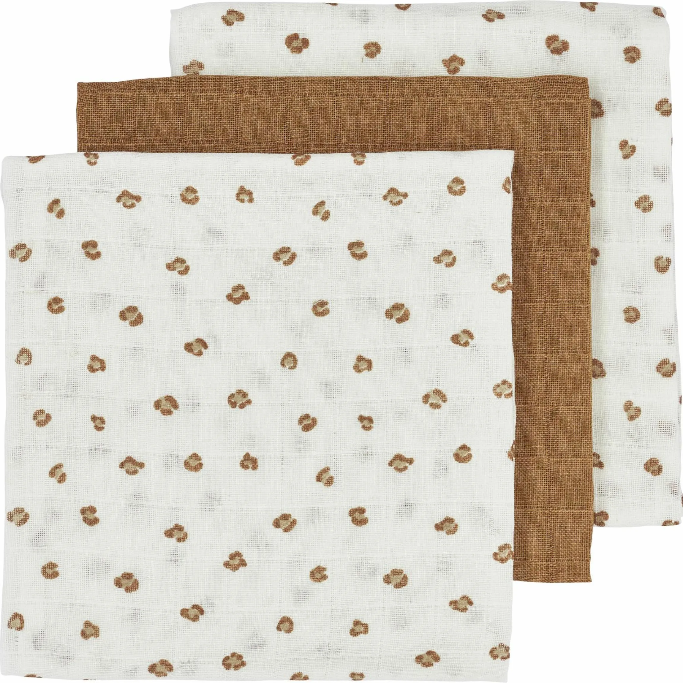 Mullwindel / Mulltuch / Pucktuch / Swaddle 3er Pack 70 x 70 cm - Mini Panther - Toffee