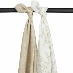 Mullwindel / Mulltuch / Pucktuch / Swaddle 2er Pack Musselin 120 x 120 cm - Branches - Sand