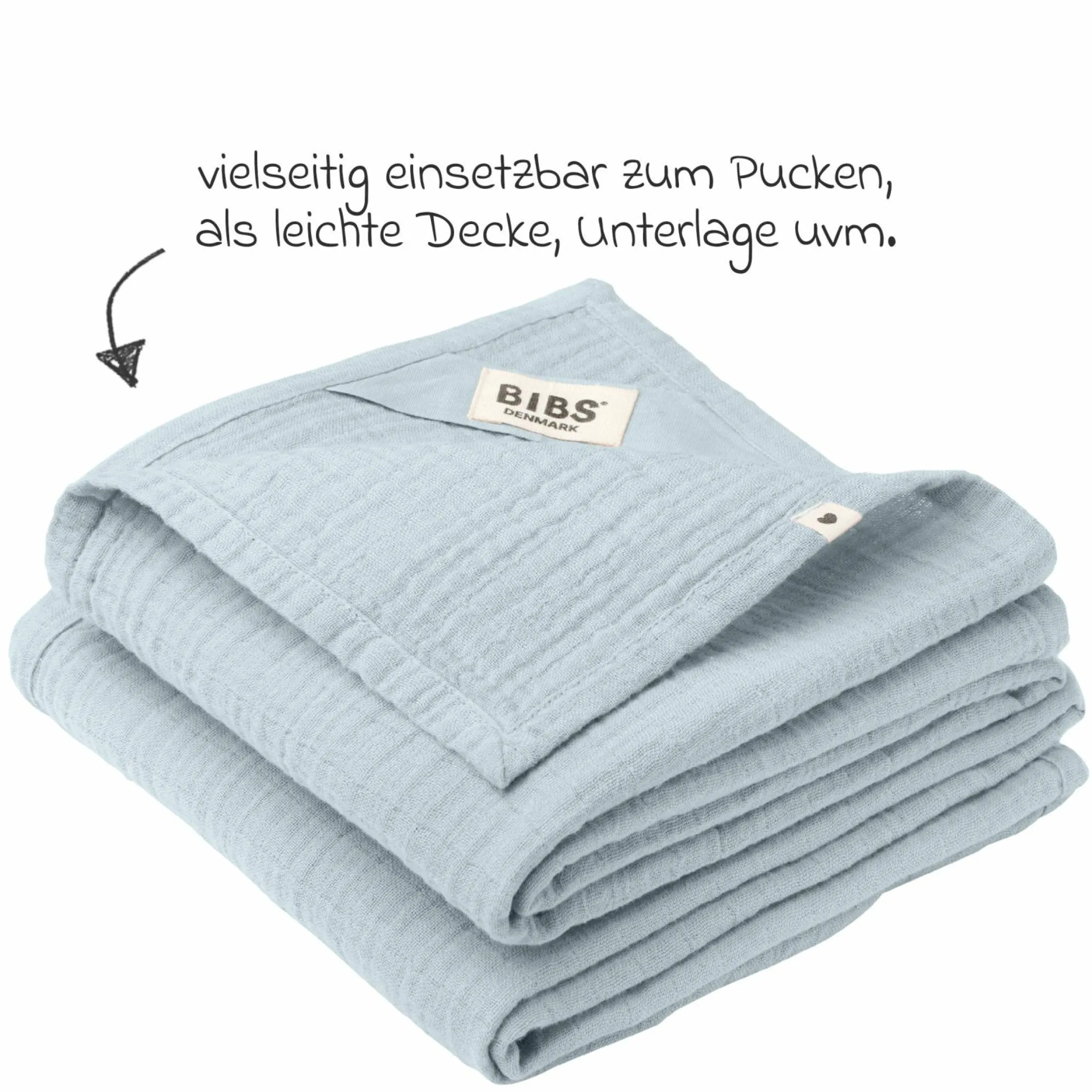 Mullwindel / Mulltuch / Pucktuch 2er Pack Muslin Cloth 70 x 70 cm - Baby Blue