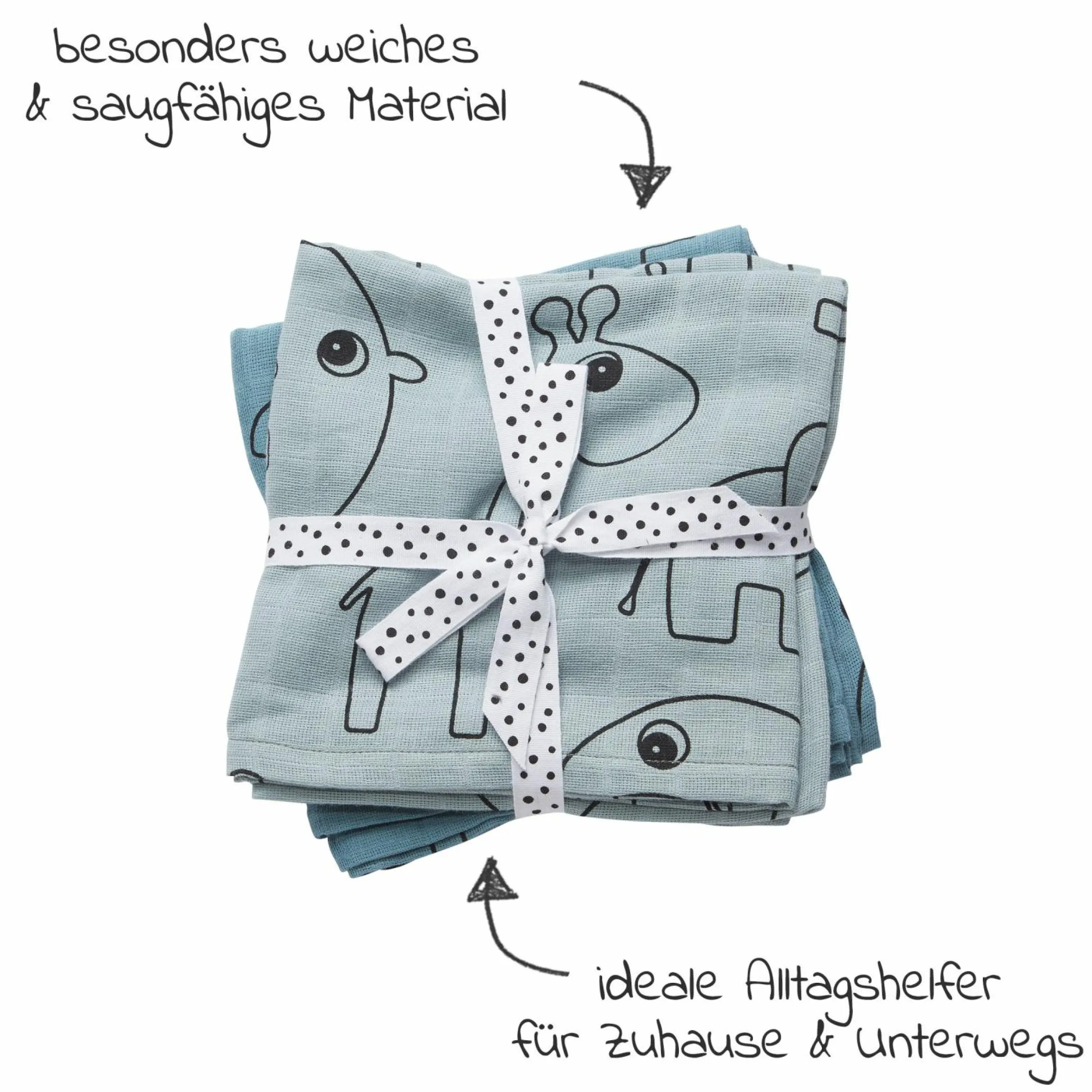 Mullwindel / Mulltuch / Pucktuch - 2er Pack - 70 x 70 cm - Deer Friends - Blau