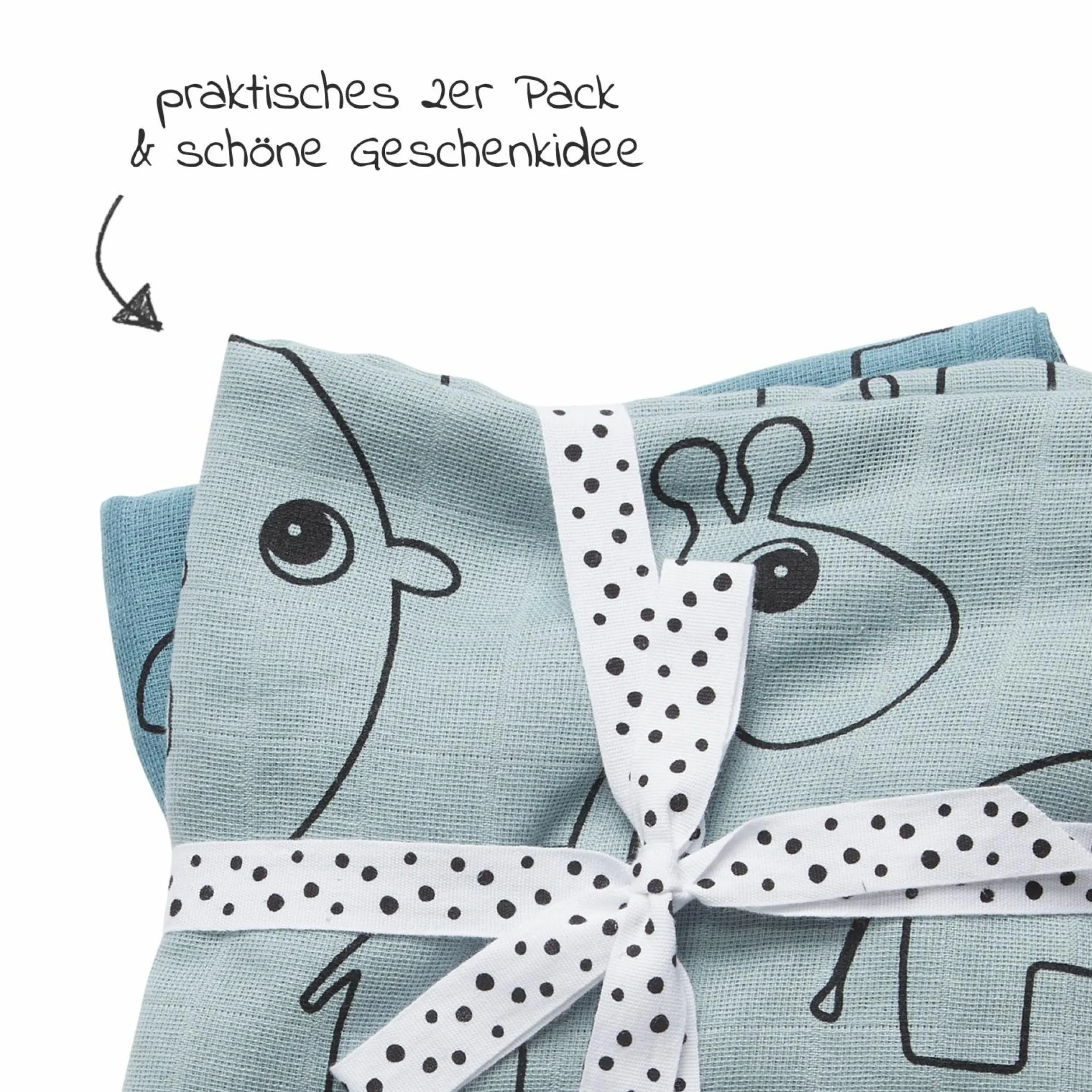 Mullwindel / Mulltuch / Pucktuch - 2er Pack - 70 x 70 cm - Deer Friends - Blau