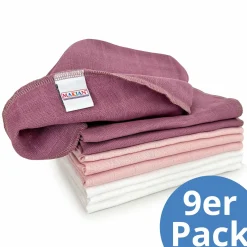 Mullwindel / Mulltuch / Spucktuch / Pflegetuch 9er Pack 40 x 40 cm - Orchidee / Puder / Weiß