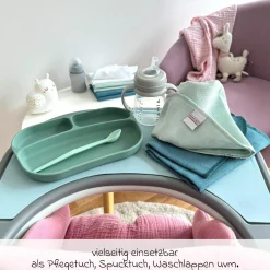 Mullwindel / Mulltuch / Spucktuch / Pflegetuch 9er Pack 40 x 40 cm - Patina / Mint / Weiß