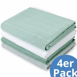 Mullwindel / Mulltuch 4er Pack 70 x 70 cm - Weiß / Mint / Icegreen / Grau