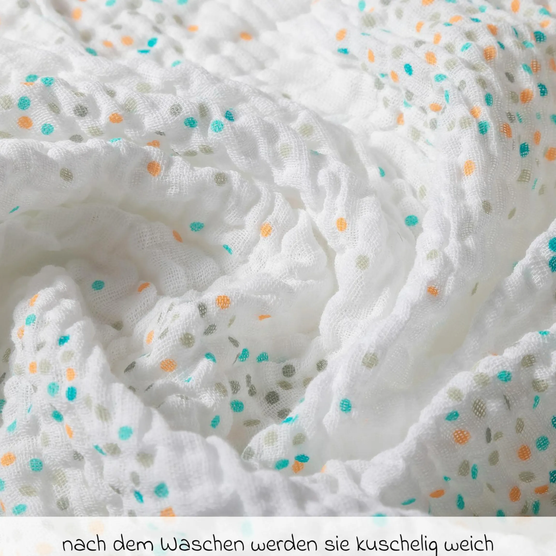 Mullwindel / Mulltuch 3er Pack 80 x 80 cm - Punkte / Sterne / Weiß