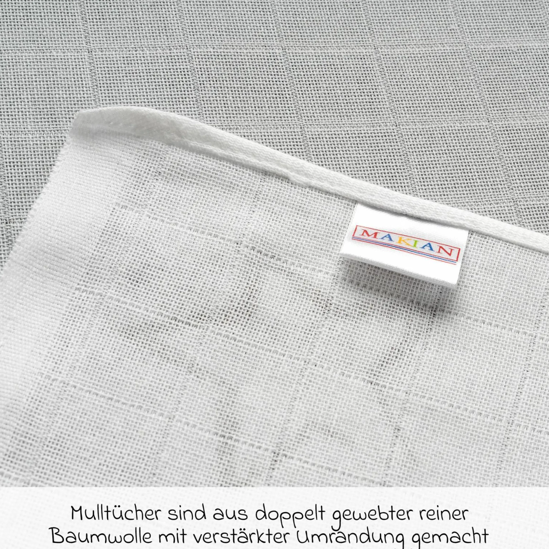 Mullwindel / Mulltuch 4er Pack 70 x 70 cm - Sterne - Weiß Grau