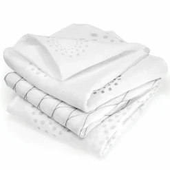 Mullwindel / Mulltuch 3er Pack 80 x 80 cm - Modern Design - Grau Weiß