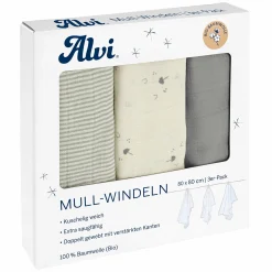 Mullwindel / Mulltuch 3er Pack - Organic Cotton 80 x 80 cm - Faces