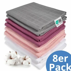 Mullwindel / Mulltuch 8er Pack 80 x 80 cm - Orchidee / Puder