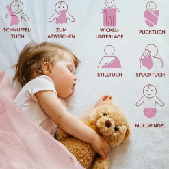 Mullwindel / Mulltuch 8er Pack 80 x 80 cm - Orchidee / Puder
