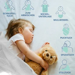 Mullwindel / Mulltuch 6er Pack 80 x 80 cm - Graphit / Greige / Weiß
