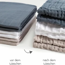 Mullwindel / Mulltuch 6er Pack 80 x 80 cm - Graphit / Greige / Weiß