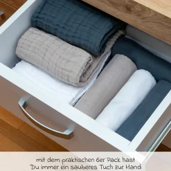 Mullwindel / Mulltuch 6er Pack 80 x 80 cm - Graphit / Greige / Weiß