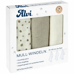 Mullwindel / Mulltuch 3er Pack - Organic Cotton 80 x 80 cm - Aqua Dot