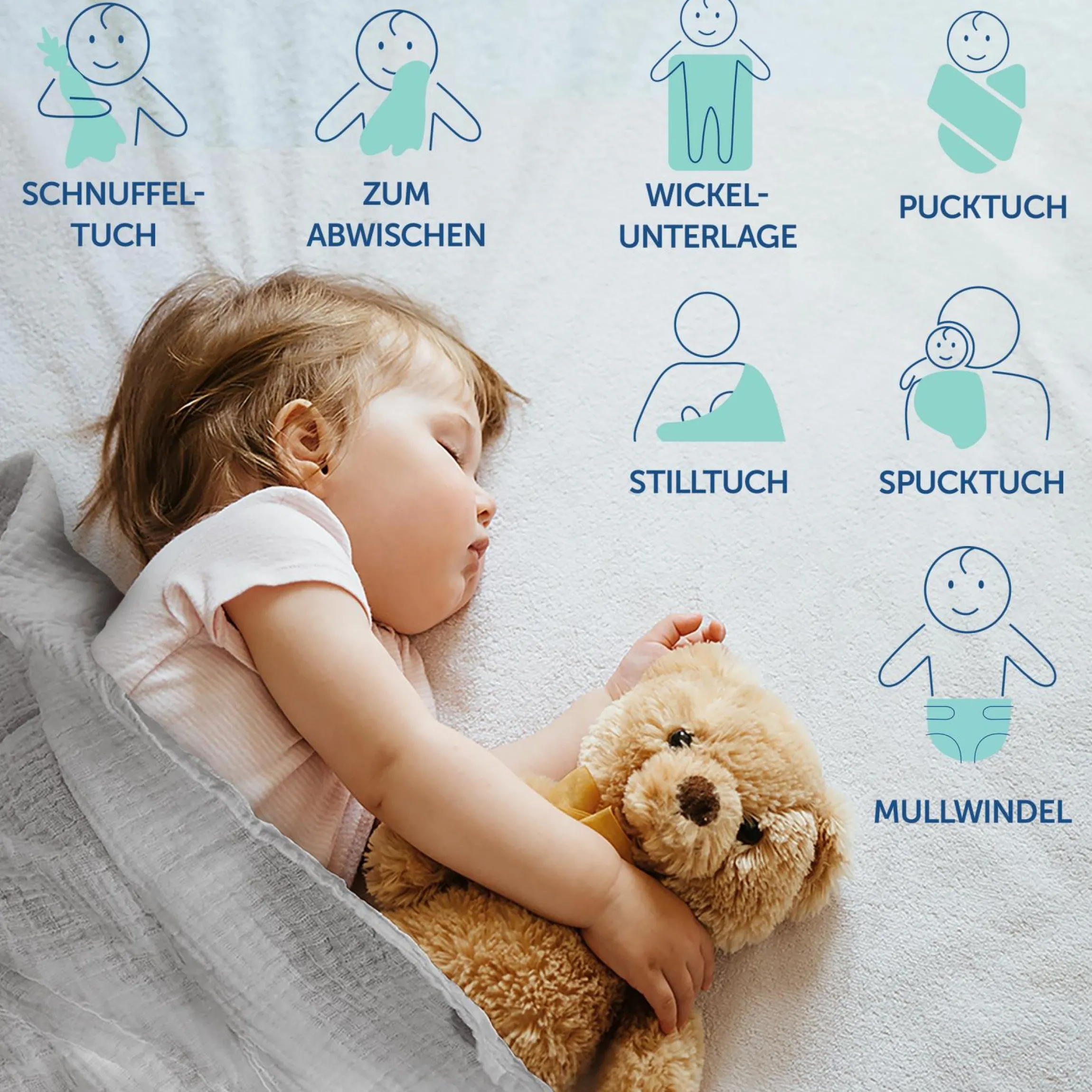 Mullwindel / Mulltuch 10er Pack 80 x 80 cm - Grau