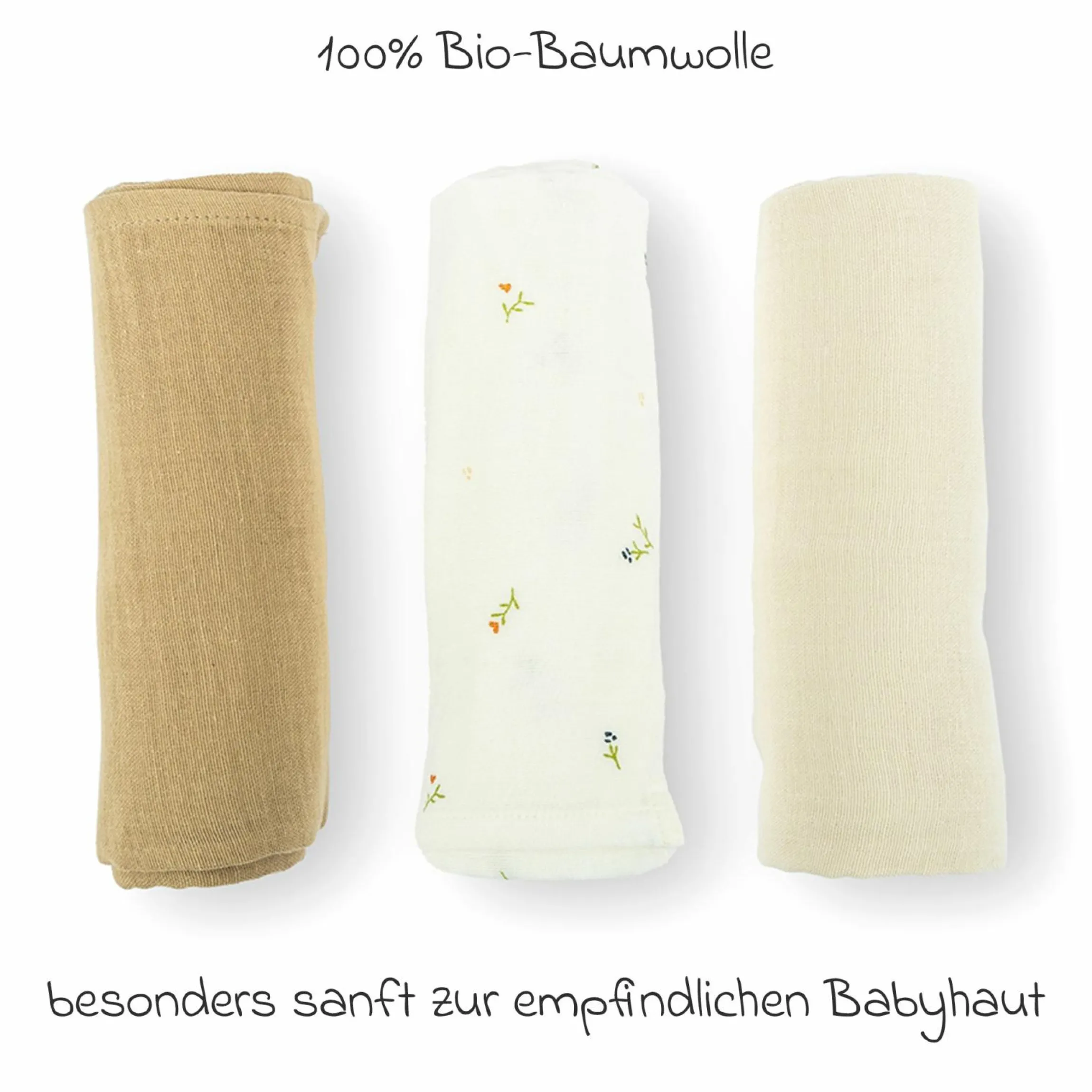 Mullwindel / Mulltuch 3er Pack Lovely 70 x 70 cm - Sweety Cream