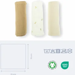 Mullwindel / Mulltuch 3er Pack Lovely 70 x 70 cm - Sweety Cream