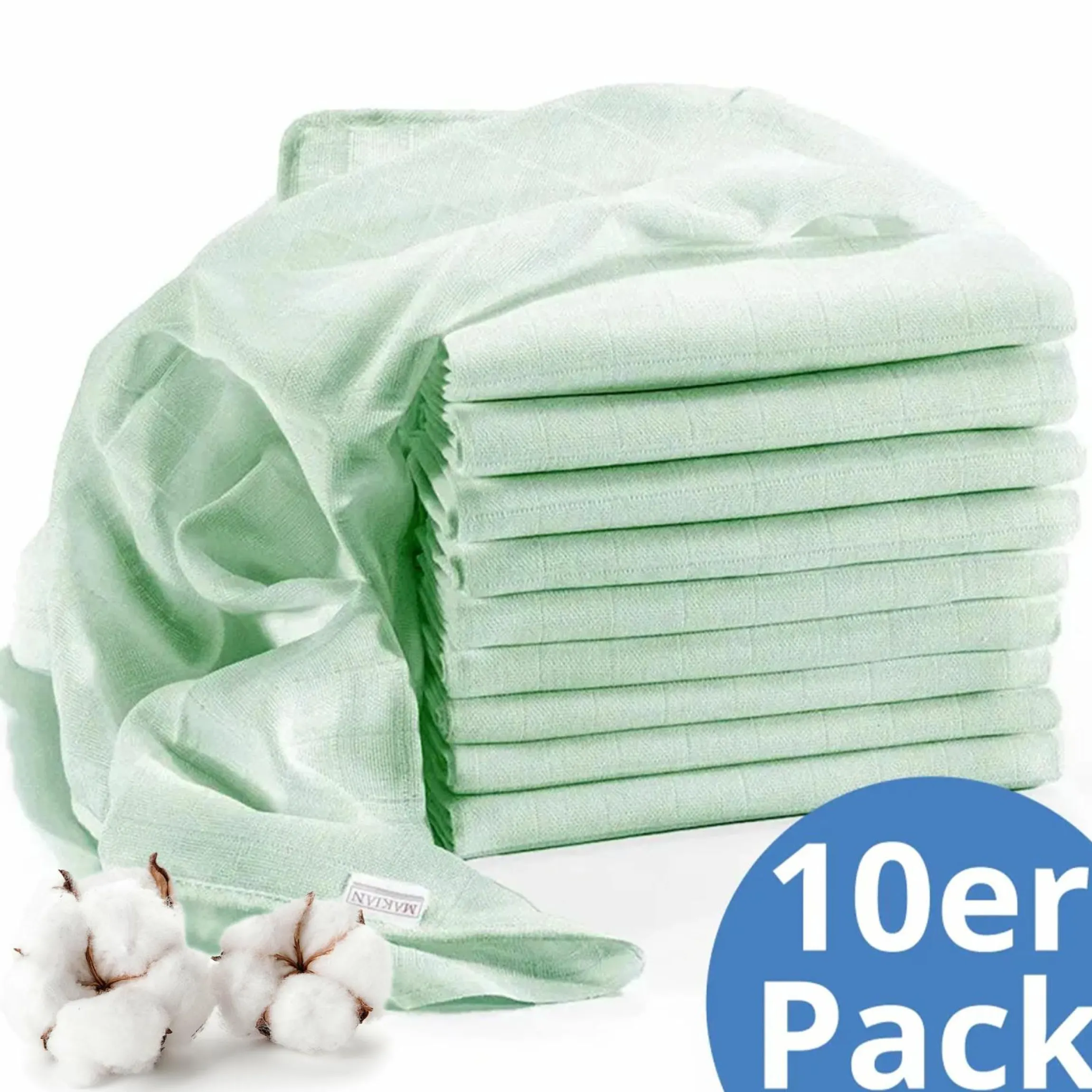 Mullwindel / Mulltuch 10er Pack 80 x 80 cm - Mint