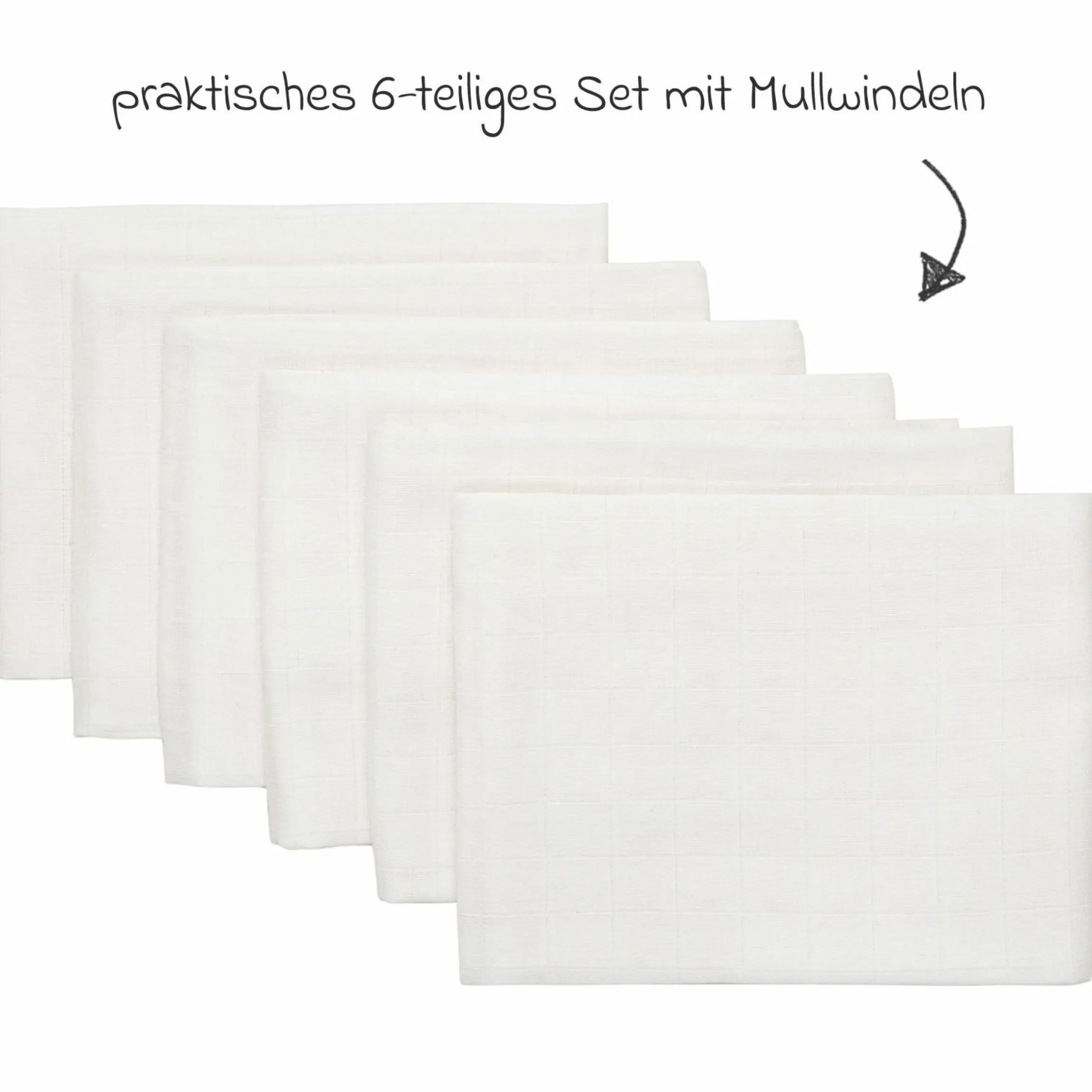 Mullwindel 6er Pack 60 x 60 cm - Weiß