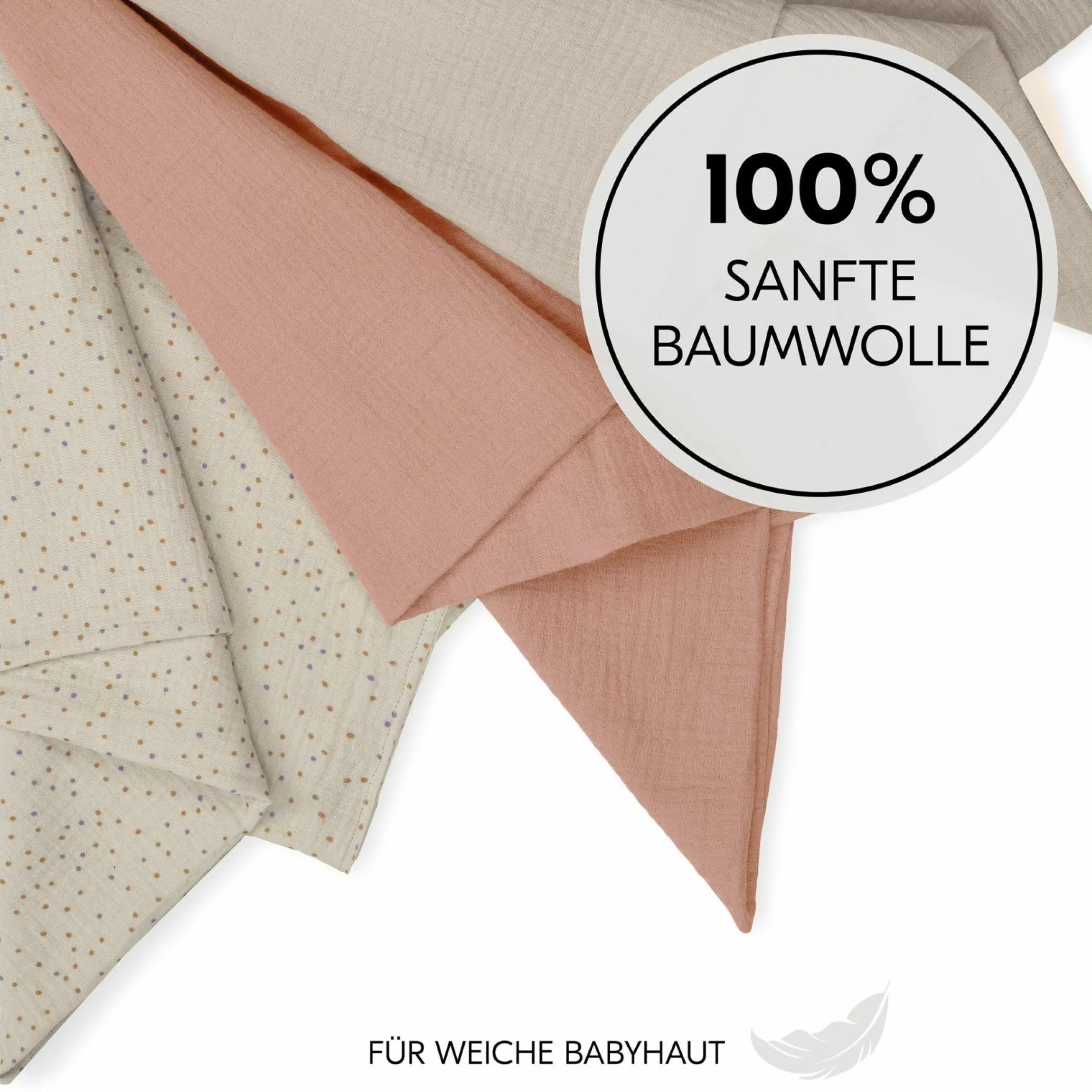 Mullwindeln / Mulltücher / Spucktücher Cuddle N Clean - 3er Set 80 x 80 cm - Beige Dots / Cork / Beige