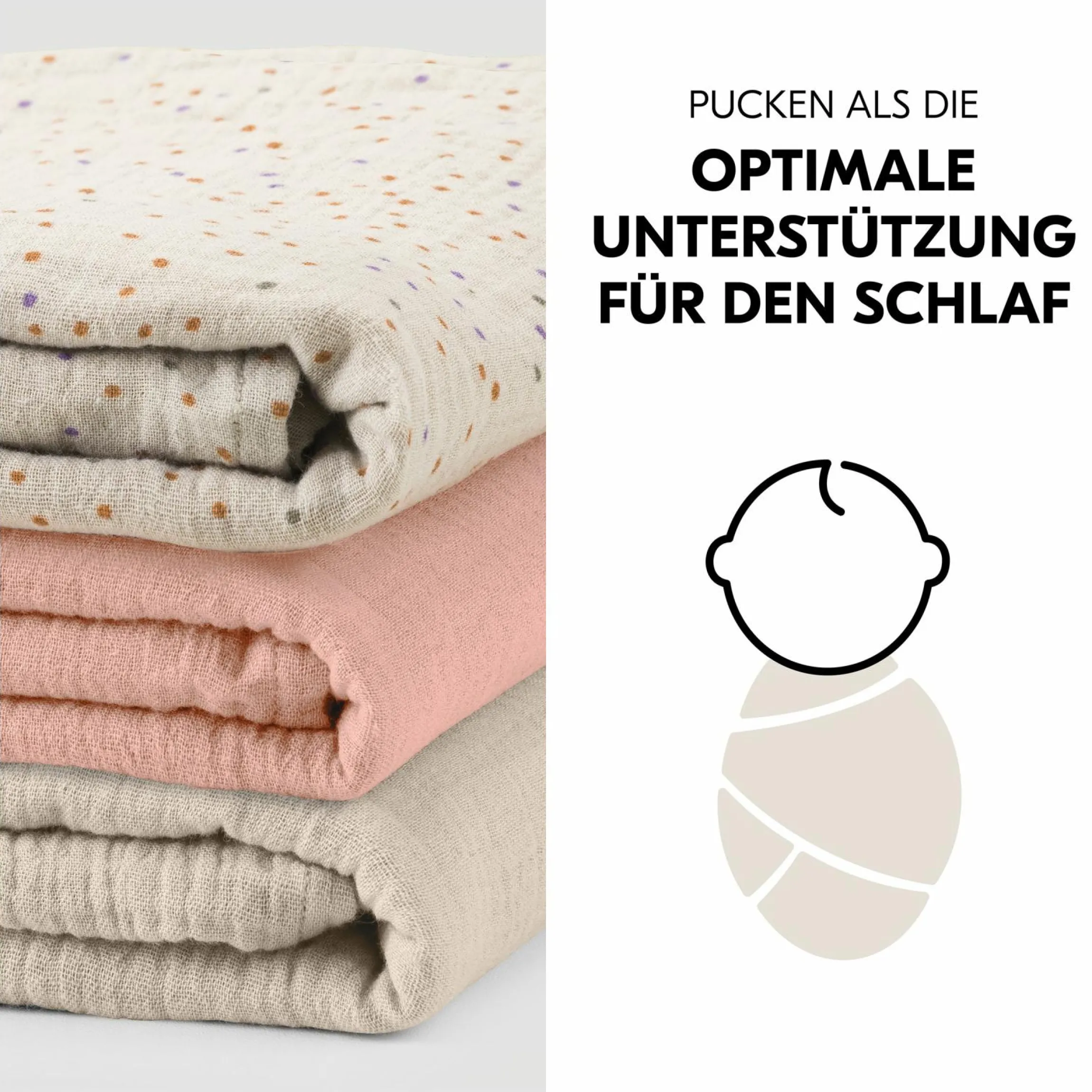 Mullwindeln / Mulltücher / Spucktücher Cuddle N Clean - 3er Set 80 x 80 cm - Beige Dots / Cork / Beige