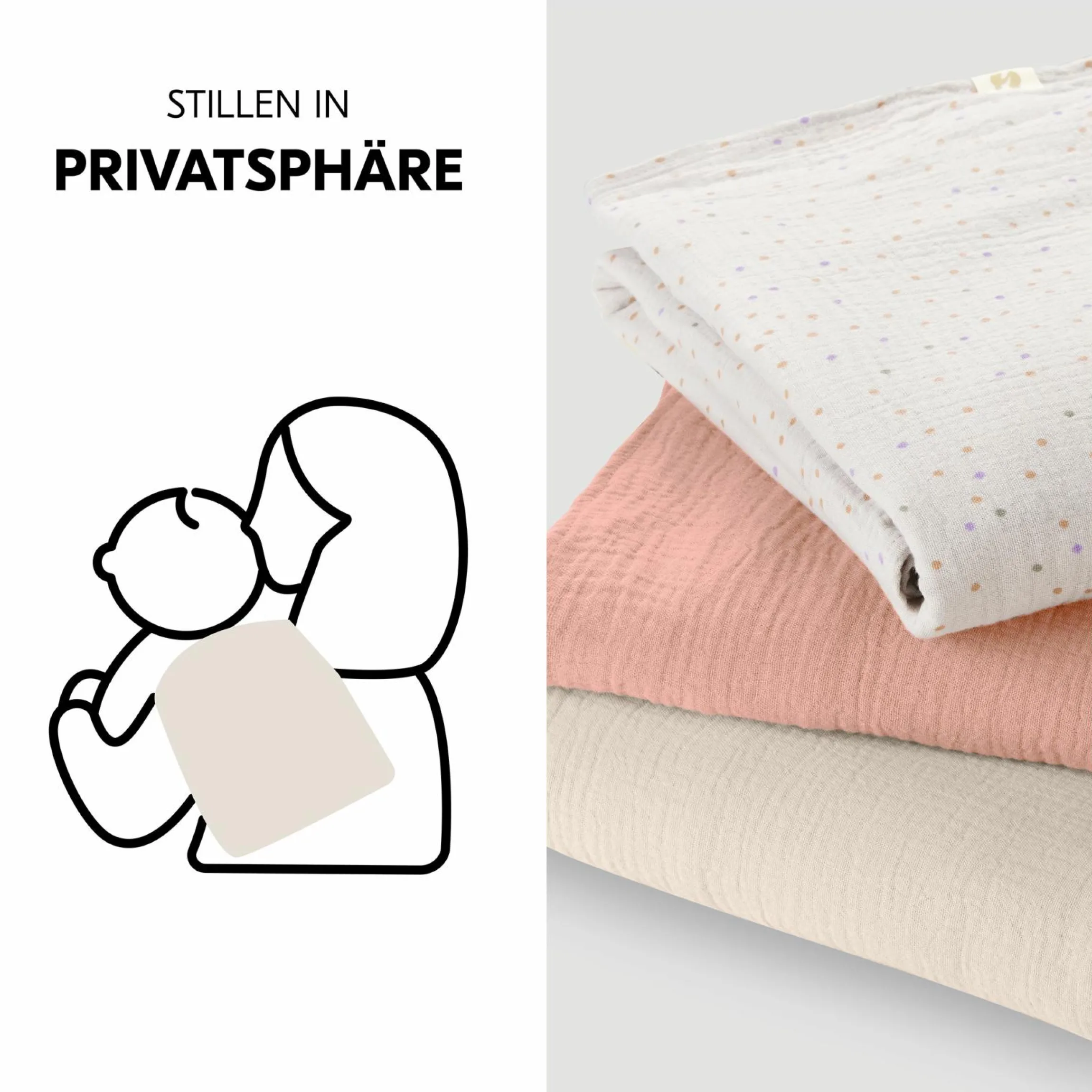 Mullwindeln / Mulltücher / Spucktücher Cuddle N Clean - 3er Set 80 x 80 cm - Beige Dots / Cork / Beige