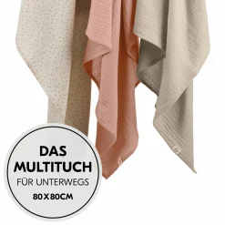 Mullwindeln / Mulltücher / Spucktücher Cuddle N Clean - 3er Set 80 x 80 cm - Beige Dots / Cork / Beige
