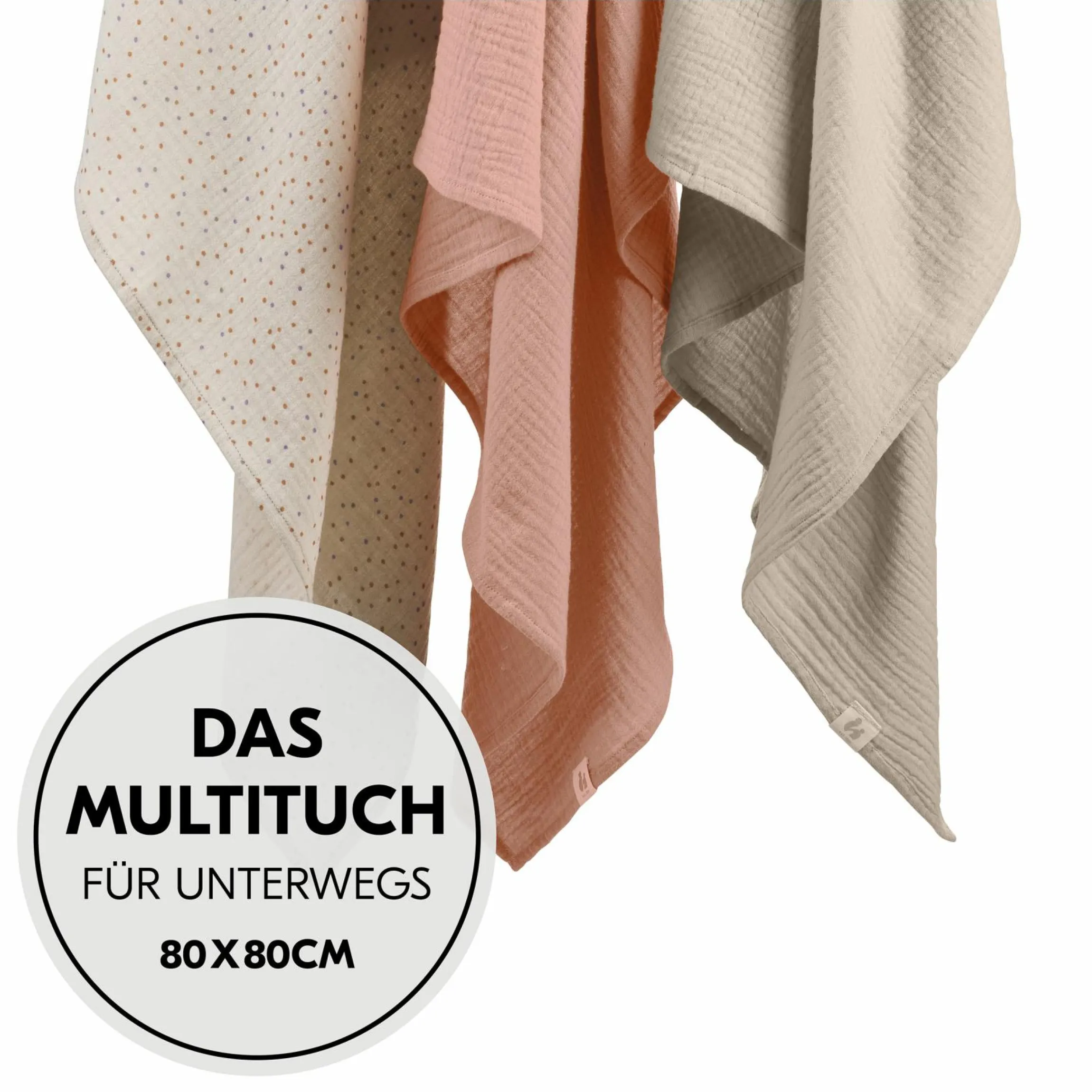 Mullwindeln / Mulltücher / Spucktücher Cuddle N Clean - 3er Set 80 x 80 cm - Beige Dots / Cork / Beige