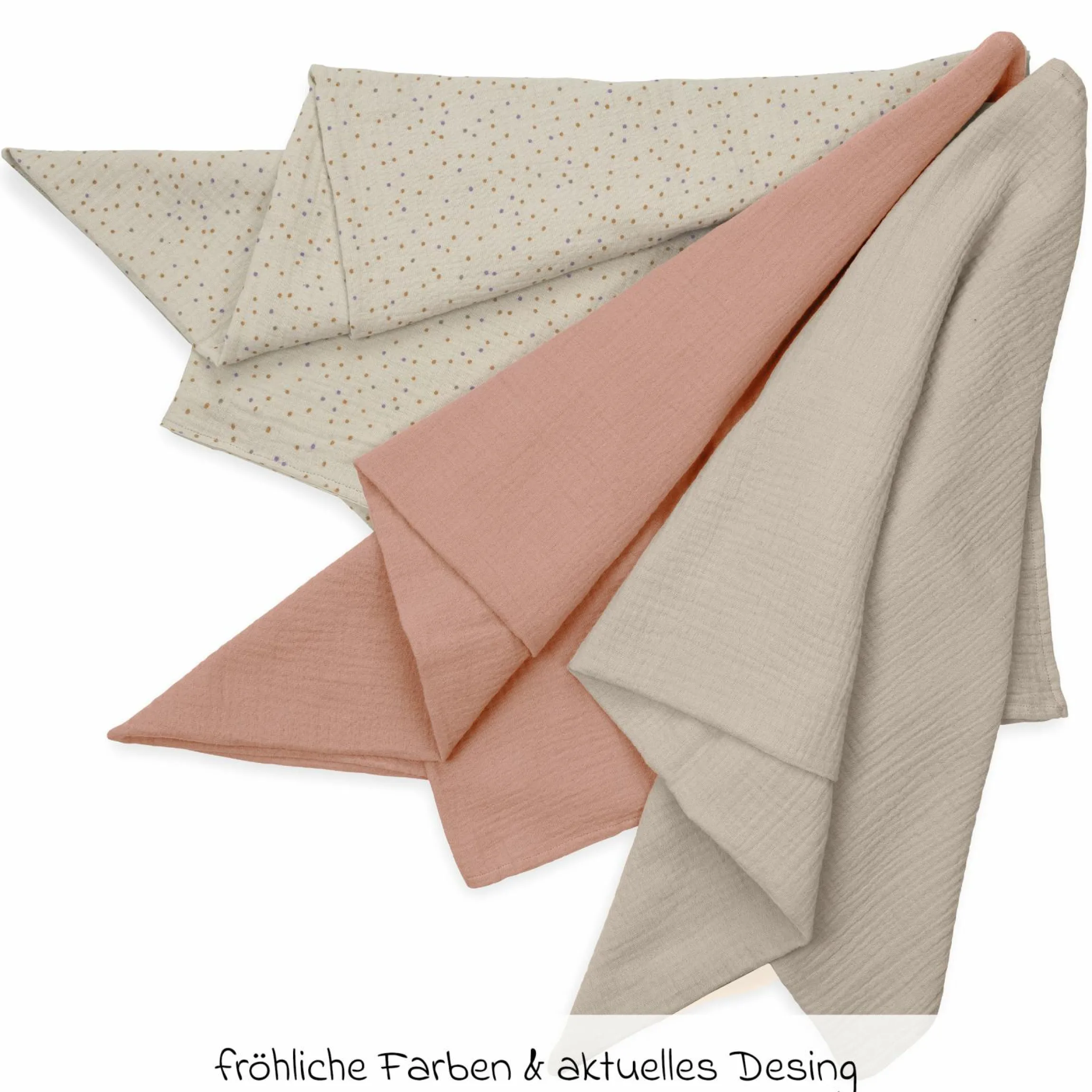 Mullwindeln / Mulltücher / Spucktücher Cuddle N Clean - 3er Set 80 x 80 cm - Beige Dots / Cork / Beige