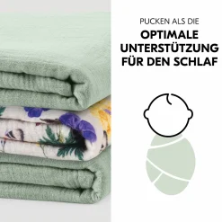 Mullwindeln / Mulltücher / Spucktücher Cuddle N Clean - 3er Set 80 x 80 cm - Sage / Beige / Floral
