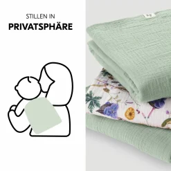 Mullwindeln / Mulltücher / Spucktücher Cuddle N Clean - 3er Set 80 x 80 cm - Sage / Beige / Floral