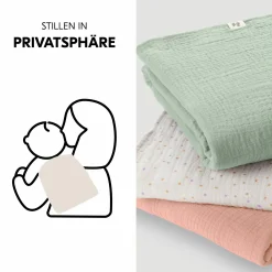 Mullwindeln / Mulltücher / Spucktücher Cuddle N Clean - 3er Set 80 x 80 cm - Sage / Beige Dots / Cork