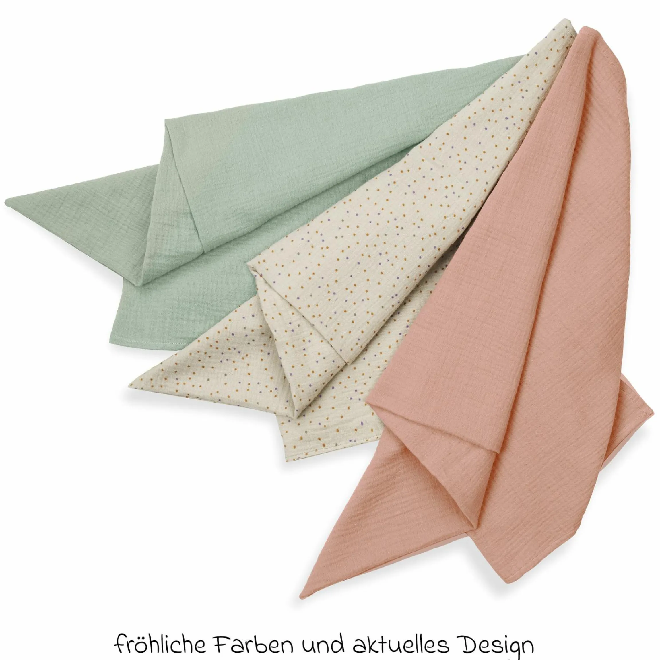 Mullwindeln / Mulltücher / Spucktücher Cuddle N Clean - 3er Set 80 x 80 cm - Sage / Beige Dots / Cork