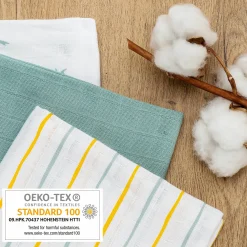 Mullwindeln / Mulltücher / Spucktücher OEKO-TEX® 5er Pack 70 x 70 cm - Gelb Grün