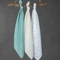 Mullwindeln / Mulltücher / Spucktücher OEKO-TEX® 5er Pack 70 x 70 cm - Gelb Grün