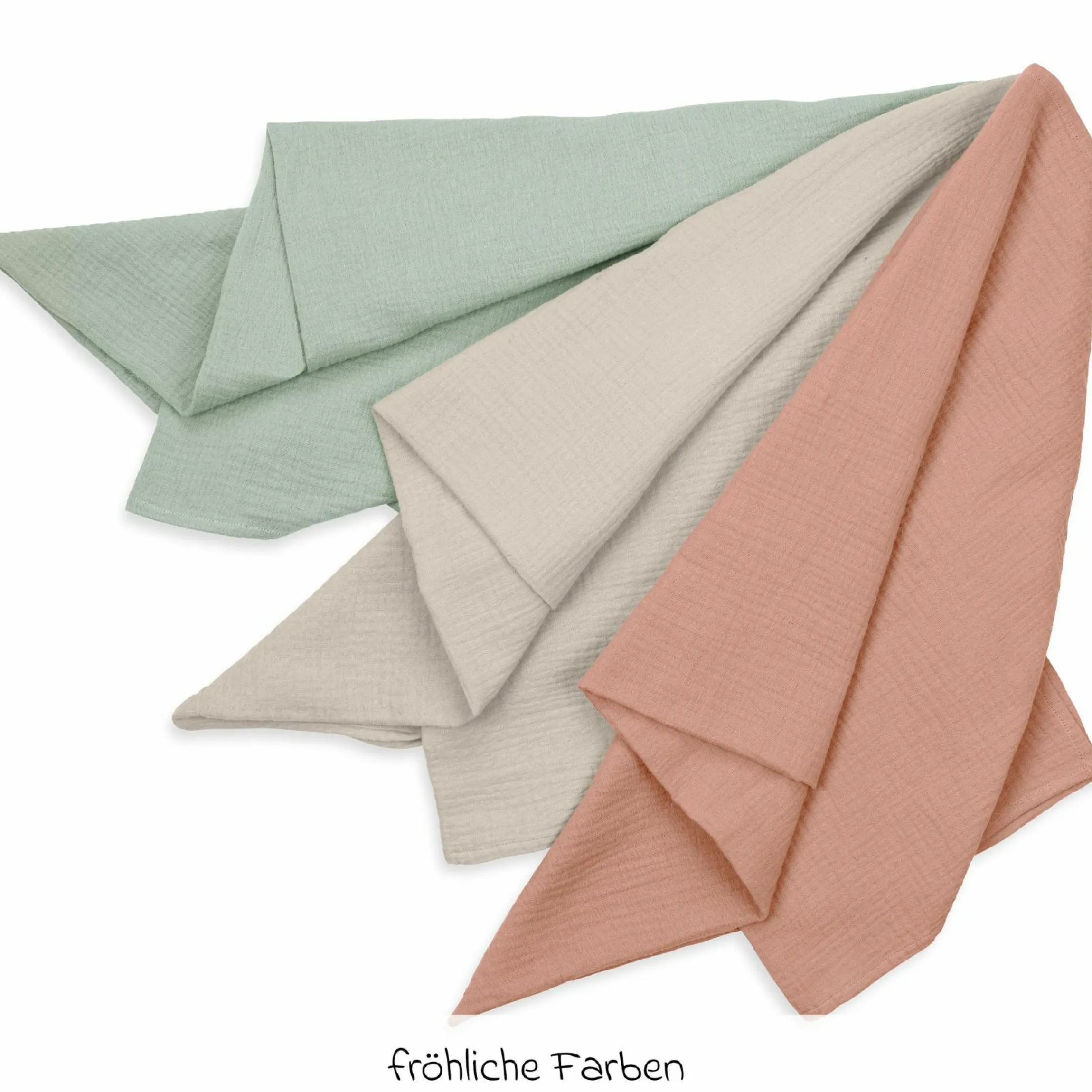 Mullwindeln / Mulltücher / Spucktücher Cuddle N Clean - 3er Set 80 x 80 cm - Sage / Beige / Cork