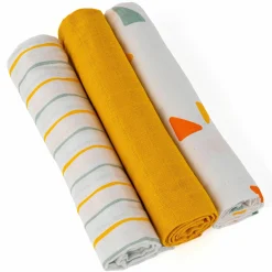 Mullwindeln / Mulltücher / Spucktücher OEKO-TEX® 3er Pack 70 x 70 cm - Gelb