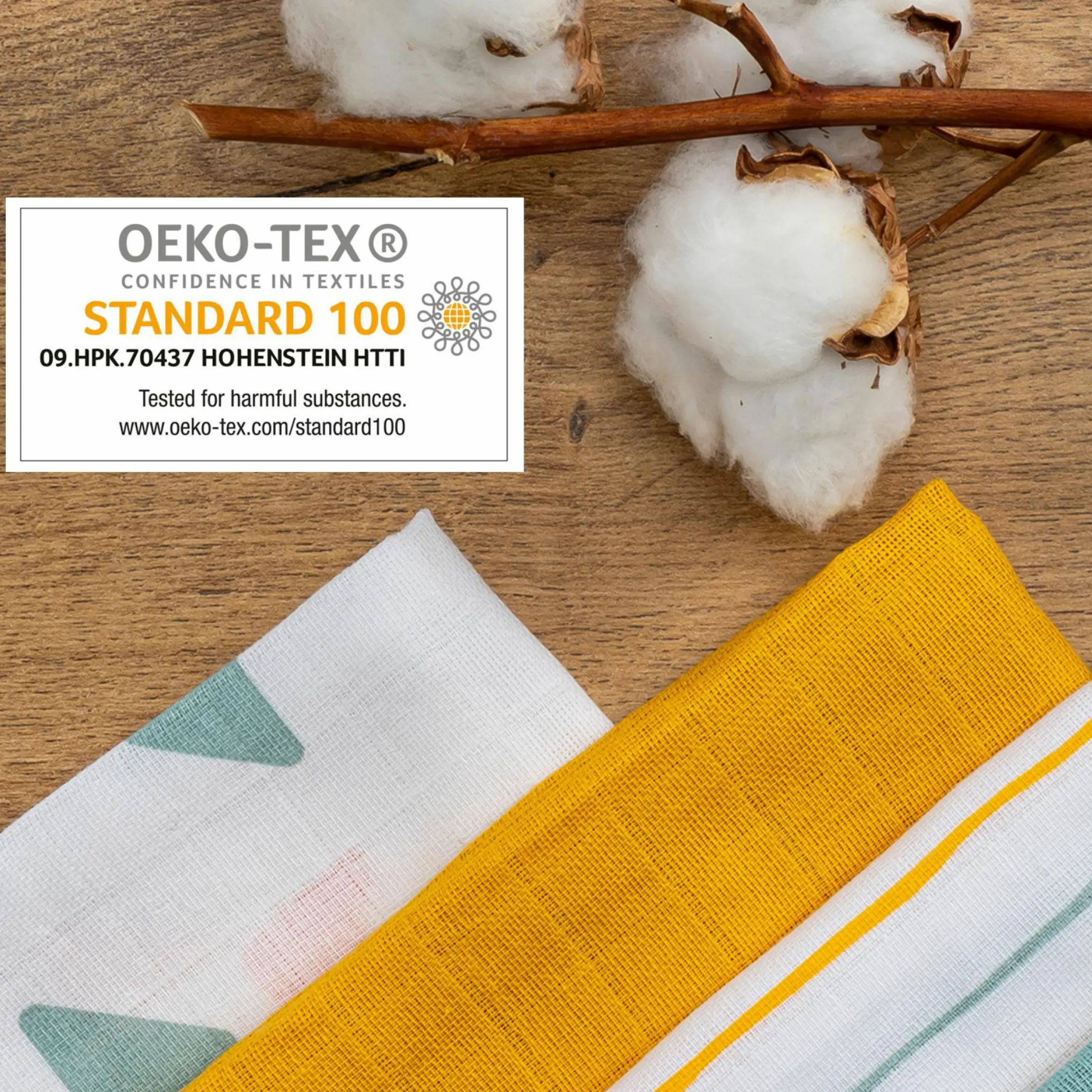 Mullwindeln / Mulltücher / Spucktücher OEKO-TEX® 3er Pack 70 x 70 cm - Gelb