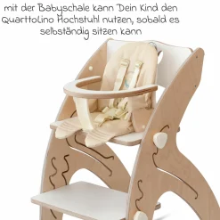 Multifunktionaler Hochstuhl-Set inkl. Babysitz, Tischplatte, Spielwürfel, Sicherheitsgurt - Hochstuhl, Schaukel, Treppe, Lerntower & Babywippe in einem bis 150 kg nutzbar - Weiß - Kollektion 2024