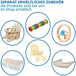 Multifunktionaler Hochstuhl aus Holz - Hochstuhl, Schaukel, Treppe, Lerntower & Babywippe in einem bis 150 kg nutzbar - Weiß - Kollektion 2024