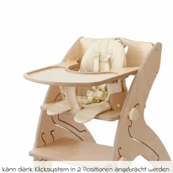 Multifunktionaler Hochstuhl-Set inkl. Babysitz, Tischplatte, Spielwürfel, Sicherheitsgurt - Hochstuhl, Schaukel, Treppe, Lerntower & Babywippe in einem bis 150 kg nutzbar - Natur - Kollektion 2024
