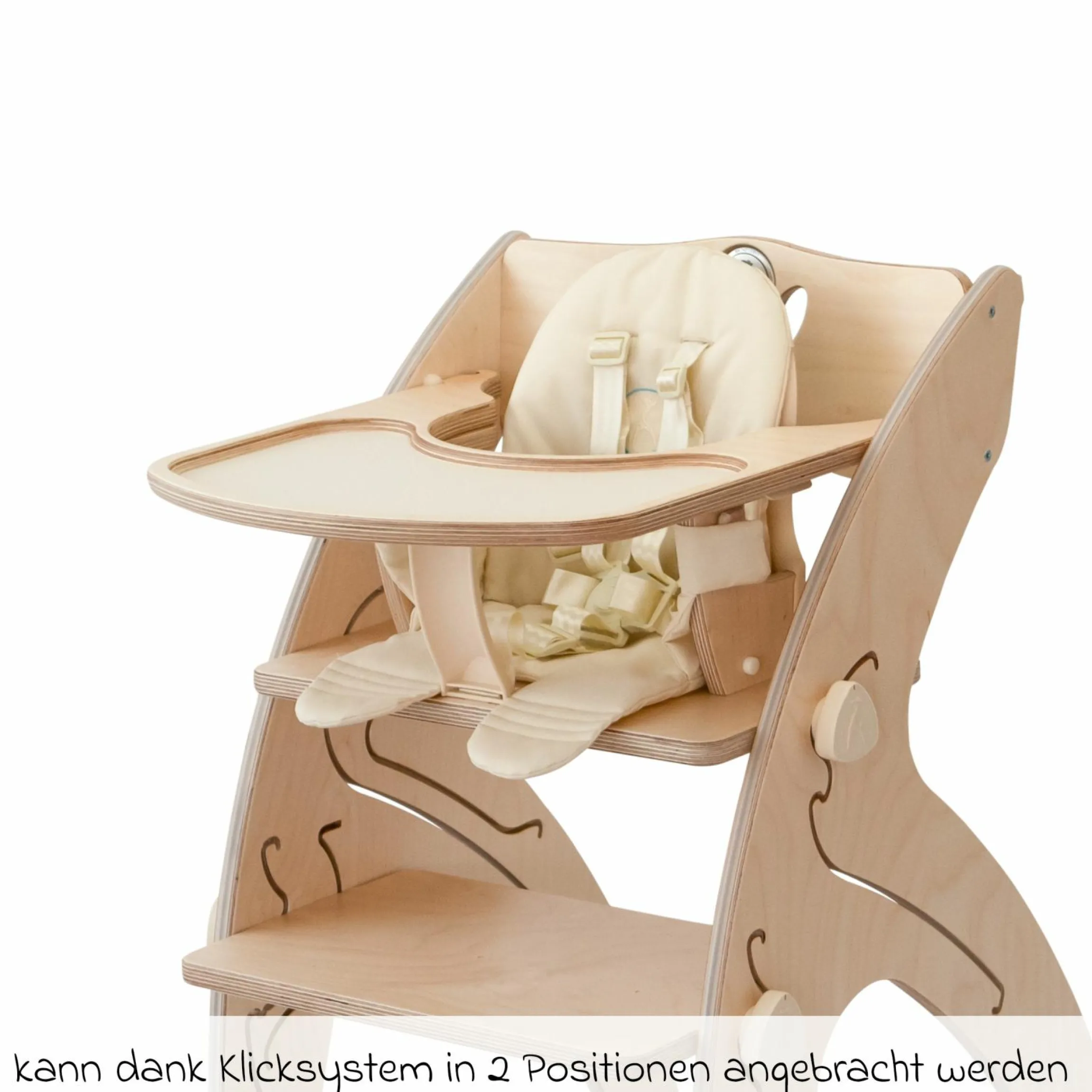 Multifunktionaler Hochstuhl-Set inkl. Babysitz, Tischplatte, Spielwürfel, Sicherheitsgurt - Hochstuhl, Schaukel, Treppe, Lerntower & Babywippe in einem bis 150 kg nutzbar - Natur - Kollektion 2024