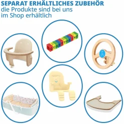 Multifunktionaler Hochstuhl aus Holz - Hochstuhl, Schaukel, Treppe, Lerntower & Babywippe in einem bis 150 kg nutzbar - Grau - Kollektion 2024