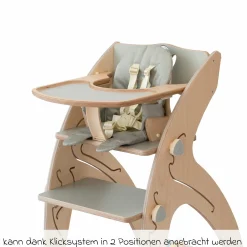 Multifunktionaler Hochstuhl-Set inkl. Babysitz, Tischplatte, Spielwürfel, Sicherheitsgurt - Hochstuhl, Schaukel, Treppe, Lerntower & Babywippe in einem bis 150 kg nutzbar - Grau - Kollektion 2024