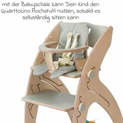 Multifunktionaler Hochstuhl-Set inkl. Babysitz, Tischplatte, Spielwürfel, Sicherheitsgurt - Hochstuhl, Schaukel, Treppe, Lerntower & Babywippe in einem bis 150 kg nutzbar - Grau - Kollektion 2024