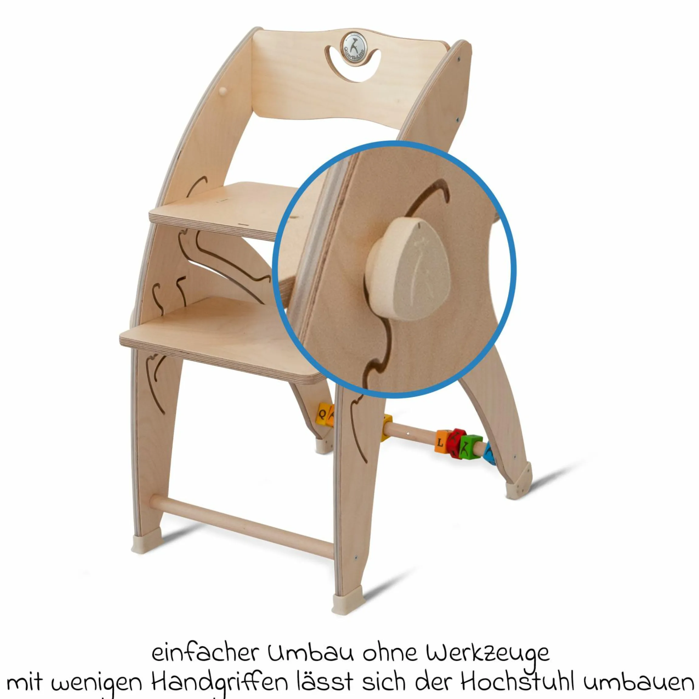 Multifunktionaler Hochstuhl aus Holz - Hochstuhl, Schaukel, Treppe, Lerntower & Babywippe in einem bis 150 kg nutzbar - Natur - Kollektion 2024