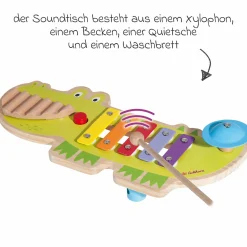 Musiktisch Krokodil - mit Xylophon, Becken, Quietsche und Waschbrett