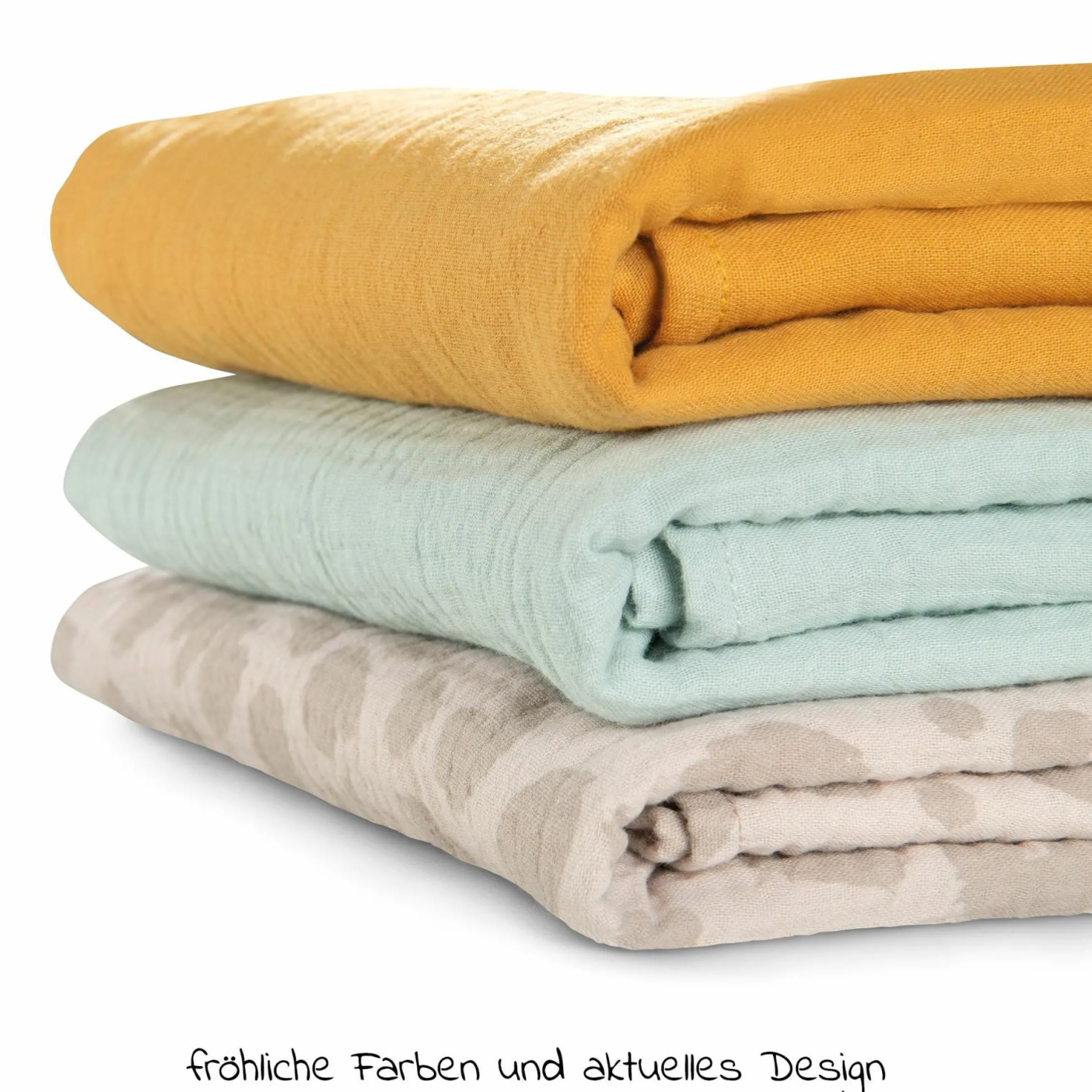 Musselin Multituch / Spucktuch / Mullwindel / Pucktuch Cuddle N Clean 3er Set 80 x 80 cm - Honey / Mint / Leo Natural