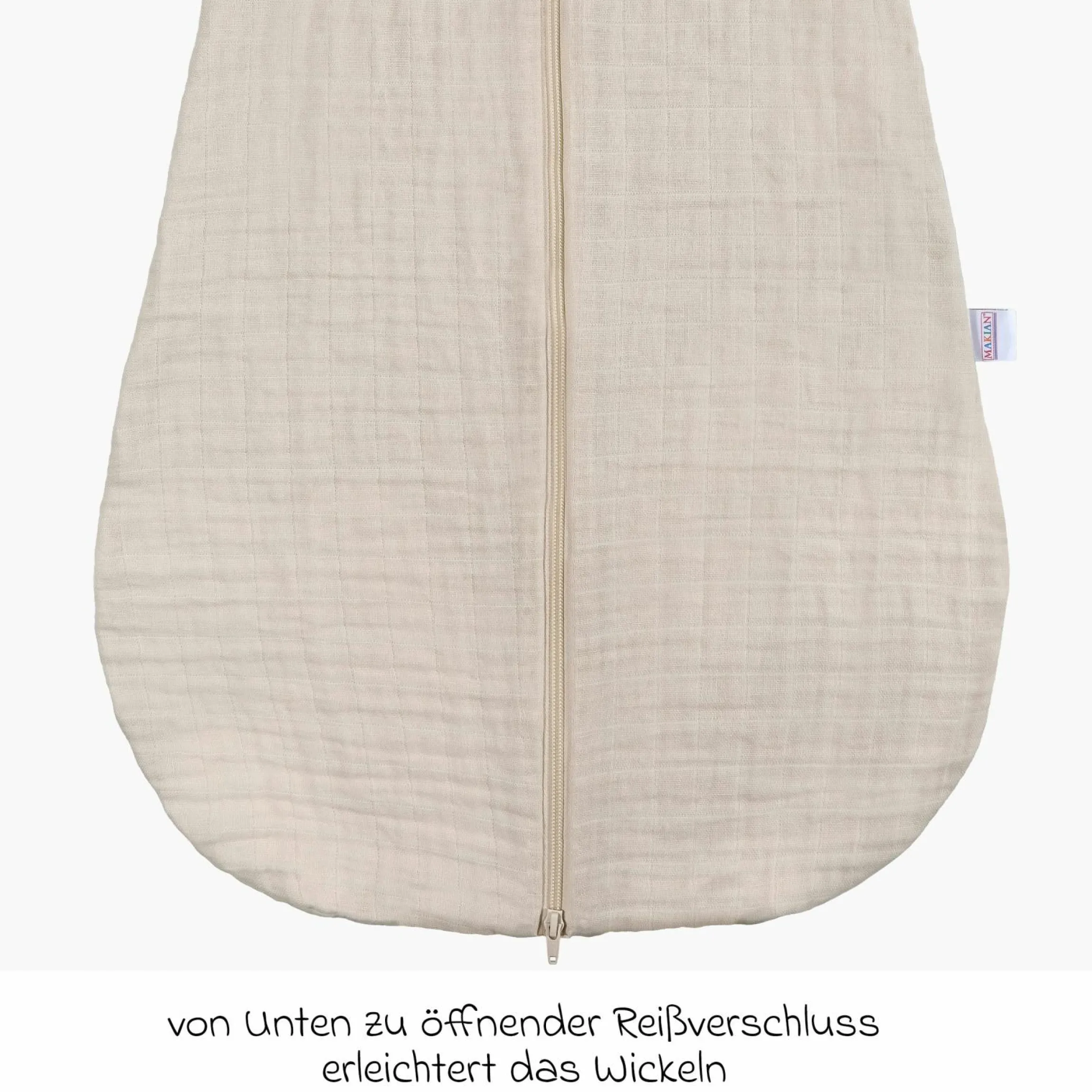 Musselin-Schlafsack - Beige - Gr. 60 cm
